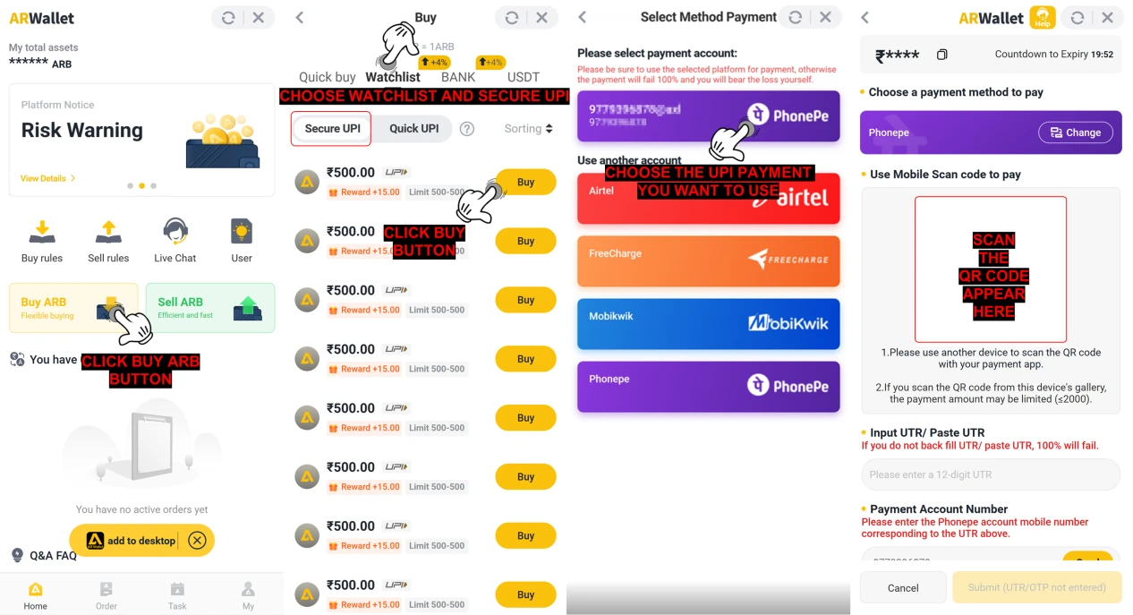 How To Buy ARB Coins Using Secure UPI — step screenshot